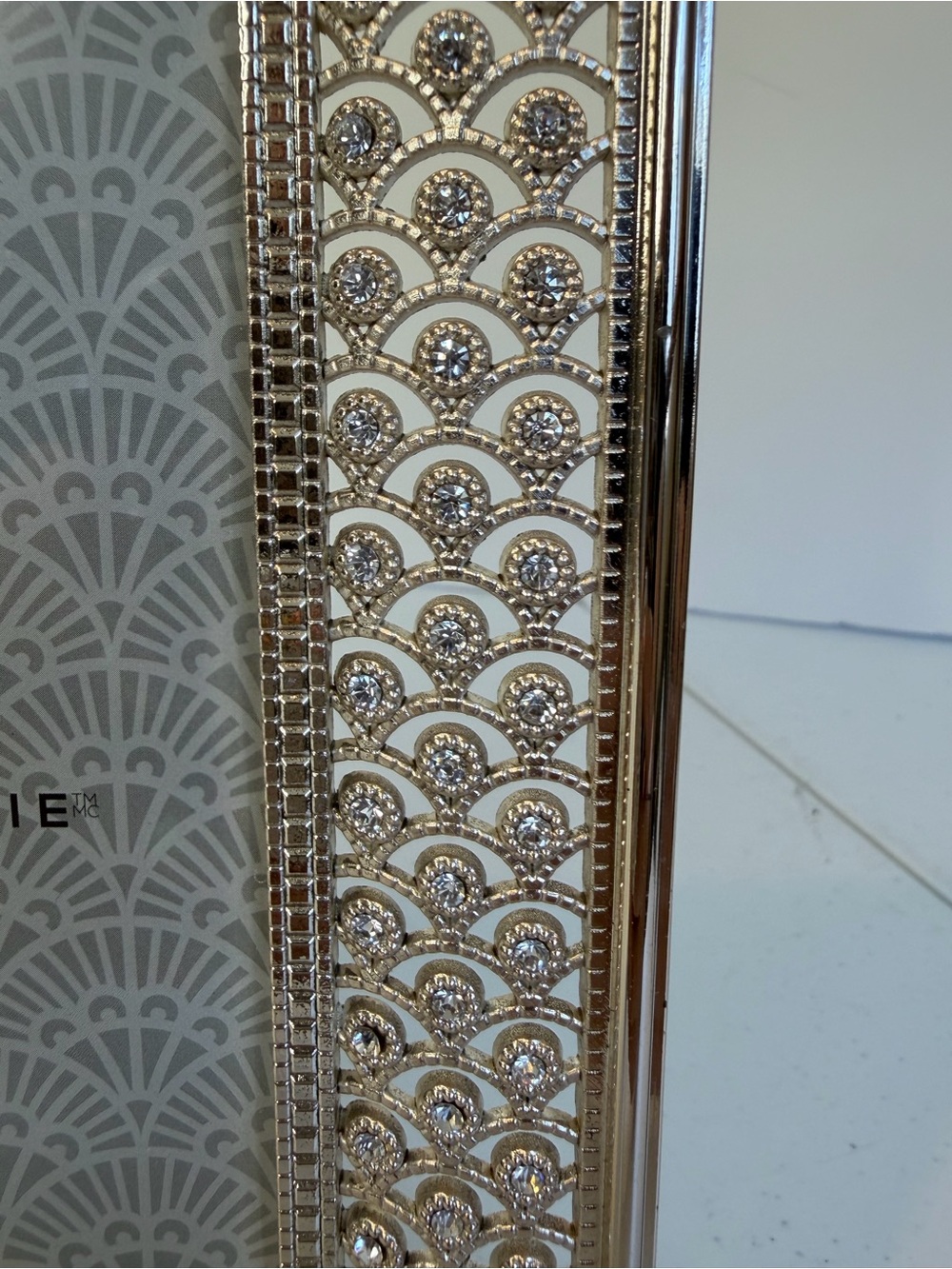 Colette Et Cie Silver Tone Rhinestone Picture Frame 4x6 Art Deco Glam Home Decor - Picture 3 of 8